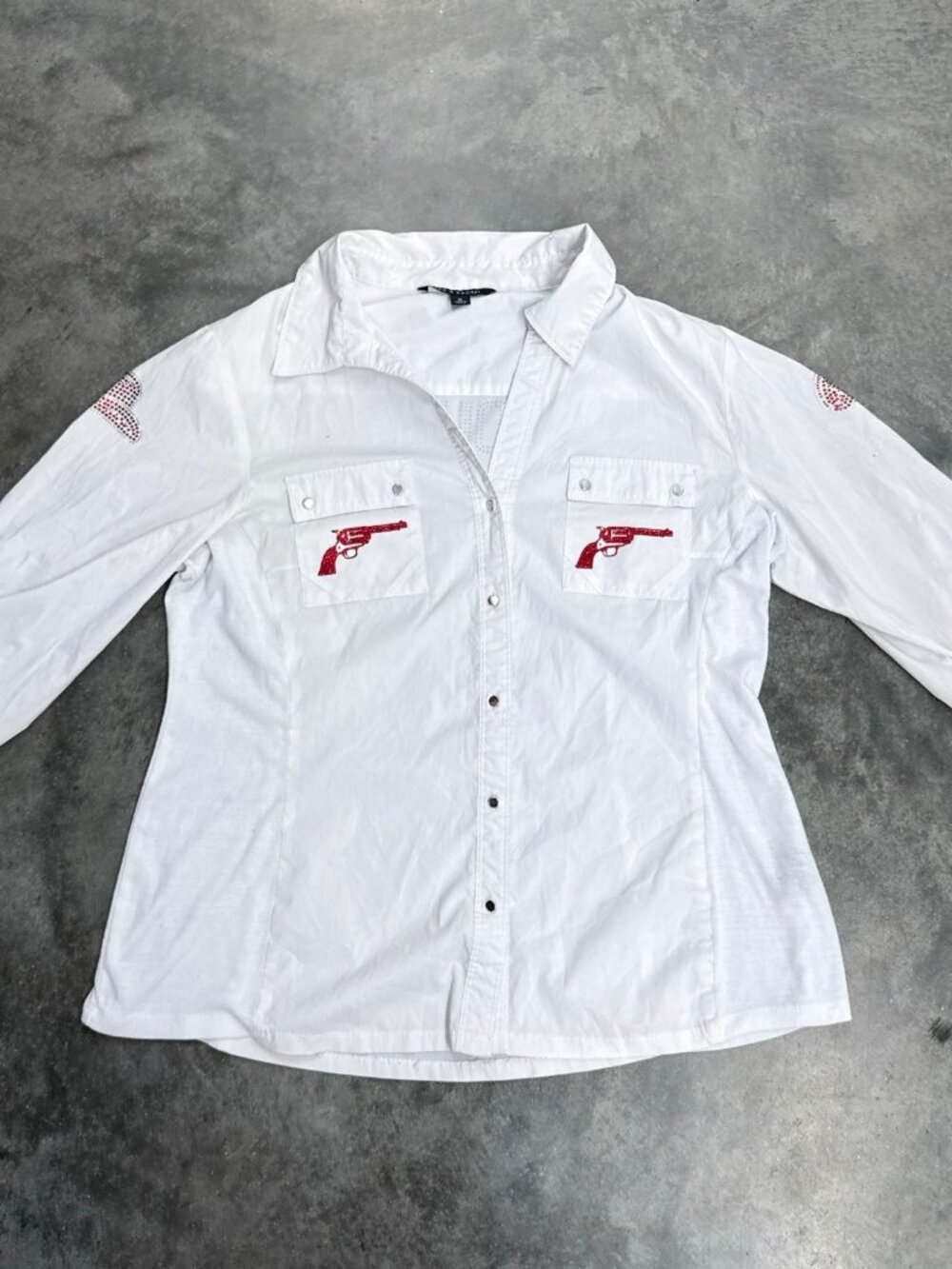 ZAC & RACHEL Button Up Embellished Rodeo Queen XL White Rhinestone - Picture 4 of 8